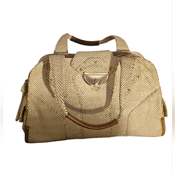 Boktier Beige Leather Scale Shoulder Bag